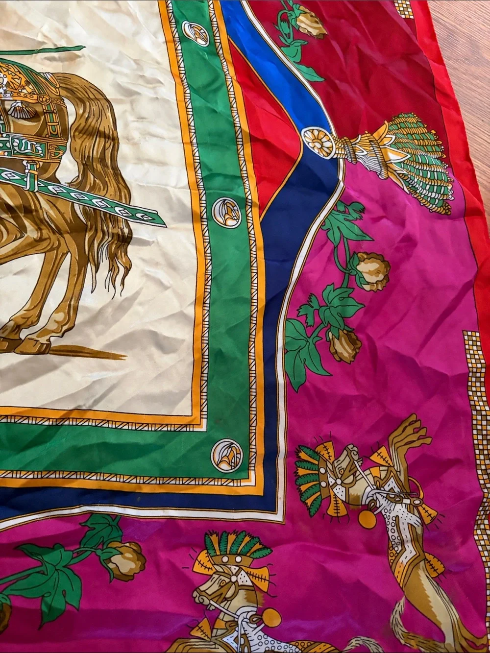 Equestrian-Print Silk Scarf in Multicolor